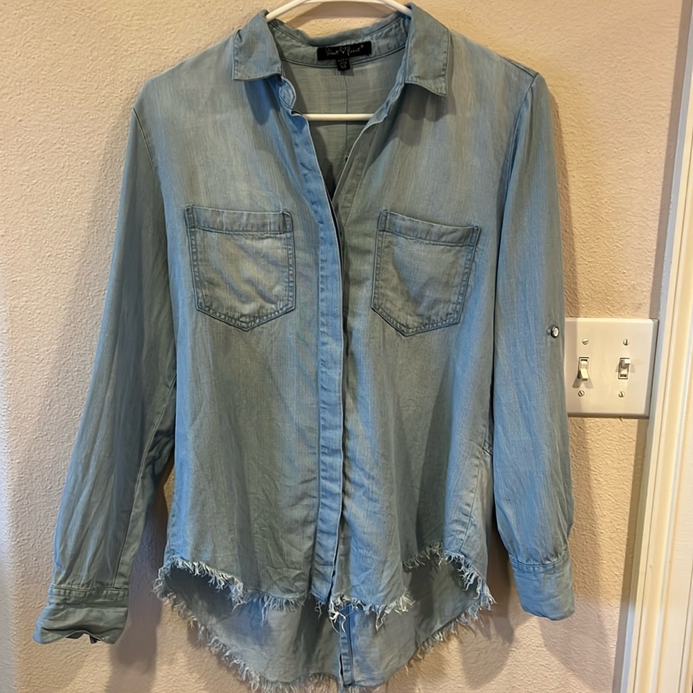 Velvet Heart Frayed Denim Shirt